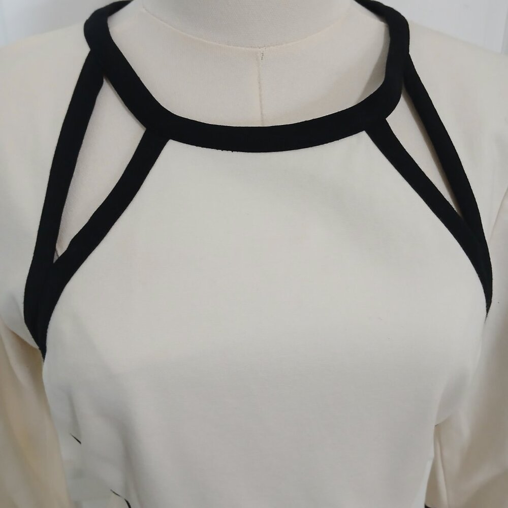 Banana Republic Trim Sheath Dress Women’s Size 8 Cream Black - Like New - Picture 3 of 8